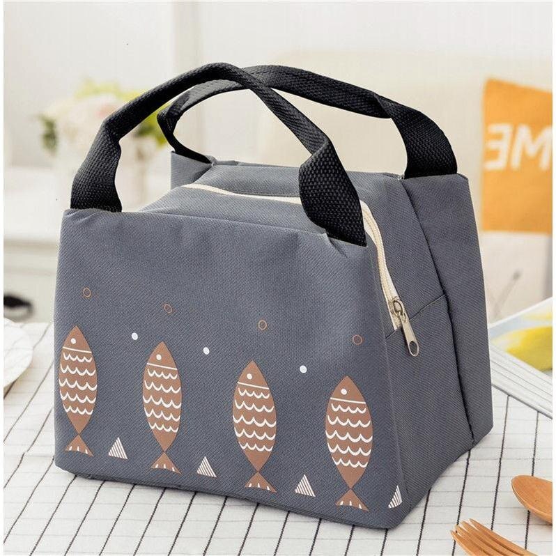 CETIRI Small Waterproof Kids Food Drinking Picnic Cooler Handle Portable Storage Aluminium Thermal Insulated Zipper Lunch Bag: Dark Gray