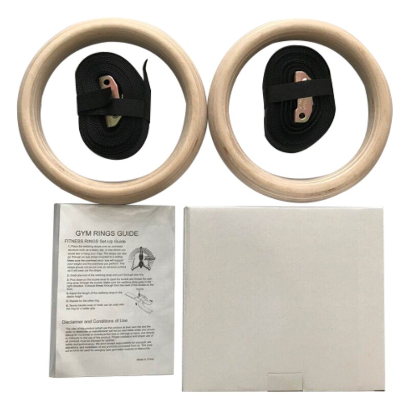 Madera anillo de madera de 32Mm gimnasia Crossfit gimnasio anillo ajustable correas hebillas casa Fitness entrenamiento de fuerza equipo