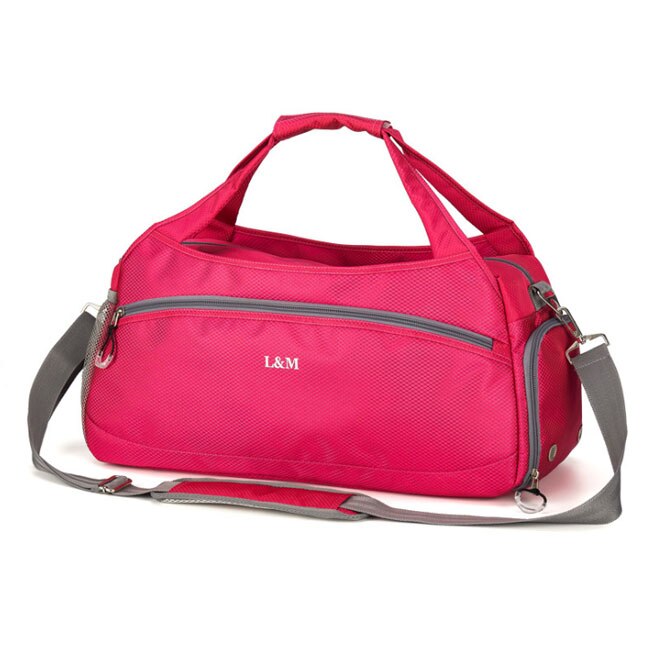 Waterproof Men Travel Handbag Large Capacity Women multi-function Luggage Travel Duffle Bags Large Shoulder Bag: Rose Red