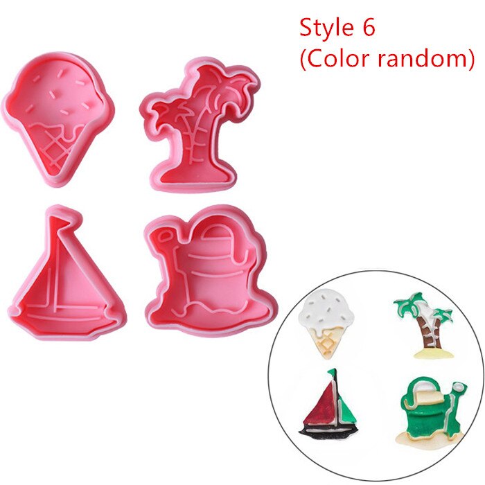 4 stk/set 3D Plunger Cookie Stempel Halloween Kerst Cookie Cutter Bakvorm Baby Plastic Reliëf Cookie Cutter Fondant Cutter: Style 6