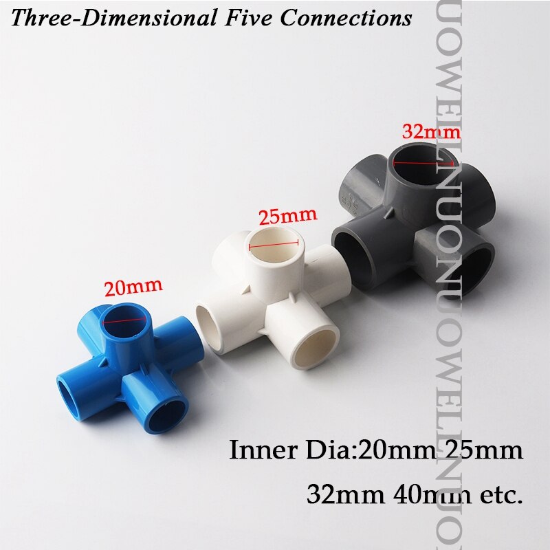 10Pcs 20 25 32 40 Mm Pvc Pijp Vijf-Weg Connector Drie-Dimensionale Aansluitingen Voor Diy Kledingkast tent Kas Skelet Gezamenlijke