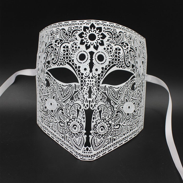Goud Zilver Kleur Volledige Gezicht Bauta Phantom Cosplay Masker Black Metal Schedel Shield Mardi Gras Joker Party Masker
