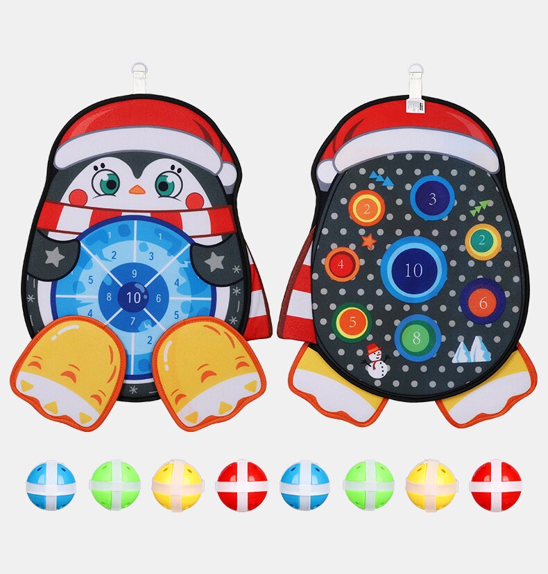 Funny Christmas Balls Darts Board Sports Game Toy Wall Hanging Decoration Sticky Balls for Kids Family Xmas Party Game: B2