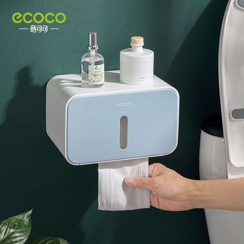 ecoco Waterproof Toilet Roll Holder,Toilet Paper Box,Bathroom Storage,Wall Mounted Tissue Box, Paper Roll Holder for Hotel Home