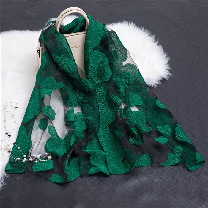 die Seide schal frauen sommer brise leichte schier schals und wickelt bandana Strand Organza Blick spitze hohl schals fo damen