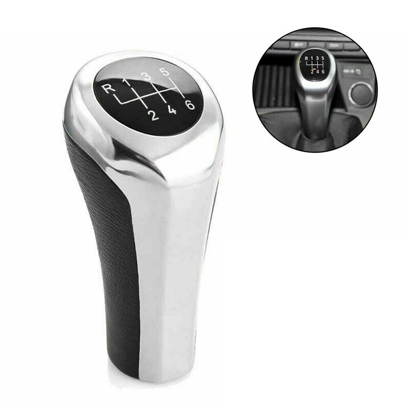 6 Speed Gear Shift Knob Shifter Knob Black and Chrome Gloss for BMW E60 E61 E65 E81 E83 E84 E87 E90 E91 E53