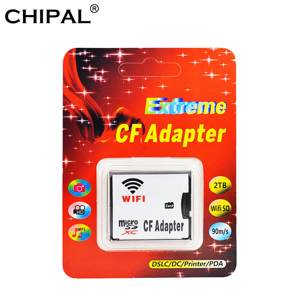 CHIPAL WIFI TF Micro SD to CF Adapter MicroSD Micro SDXC SDHC Type I Compact Flash Card Reader Converter for Digital Camera