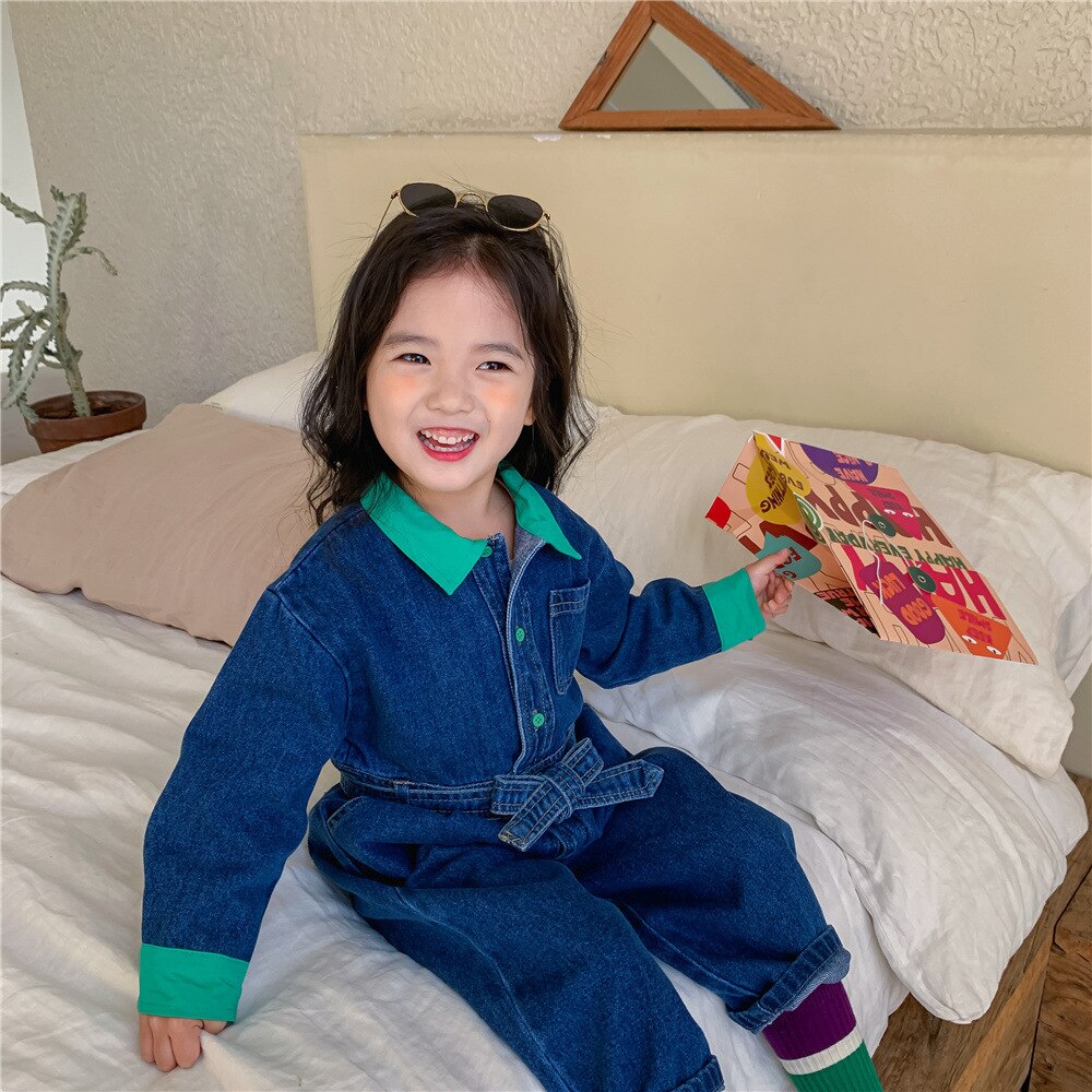 Mono vaquero de manga larga para niño y niña, Peto vaquero de , pantalones vaqueros para niño pequeño, ropa de otoño, novedad de primavera 2022