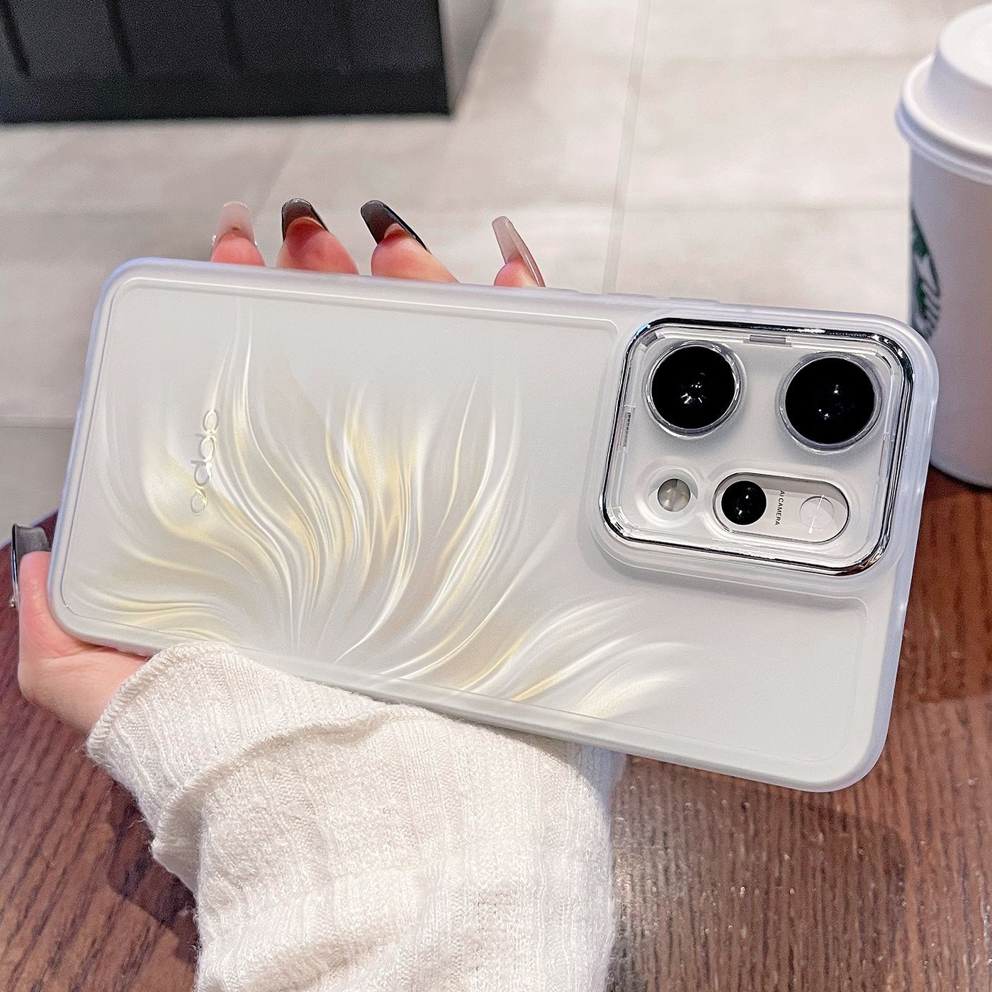 For OPPO Reno 14 13 Pro 14F 13F Case Transparent TPU -proof Cover For OPPO Reno14 13 Pro 14 13 F Funda: Cotton / Beige