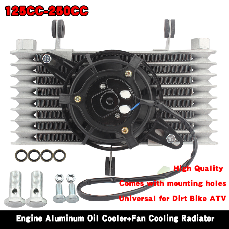 Motorcycle Aluminum 8 Row Cooling Radiator Engine Oil Cooler +Fan Cooling Radiator For 125CC-250CC Motorcycle Dirt Bike ATV