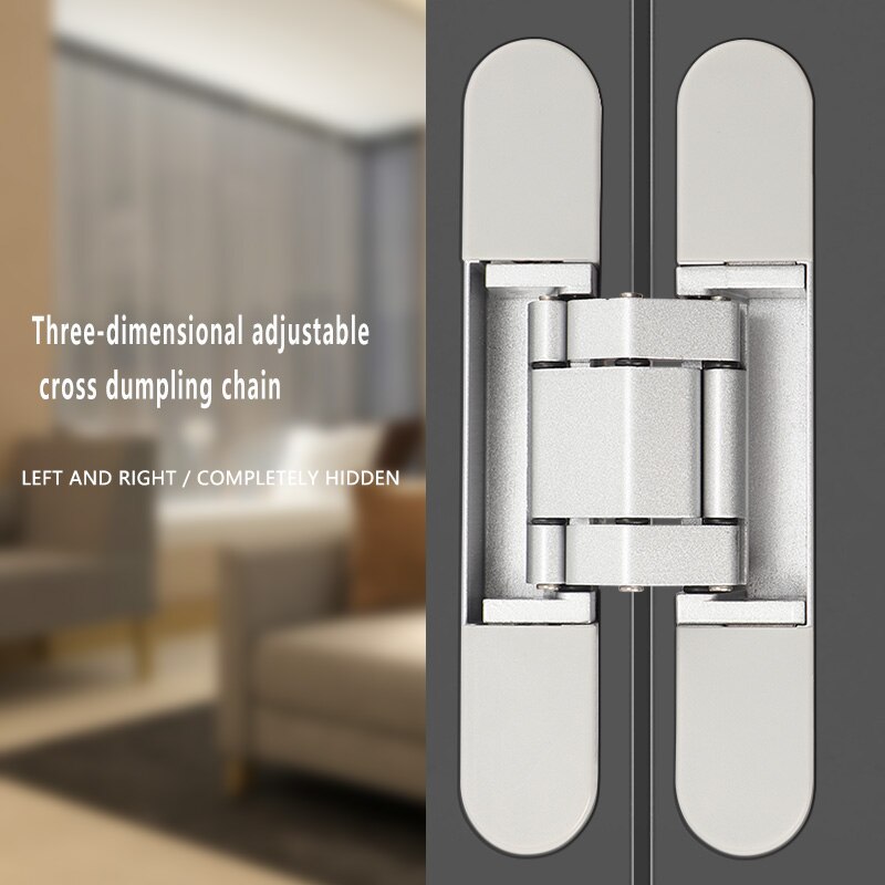 Three-dimensional adjustable invisible door hinge hidden solid wood door folding door zinc alloy hidden cross hinge hardware fur