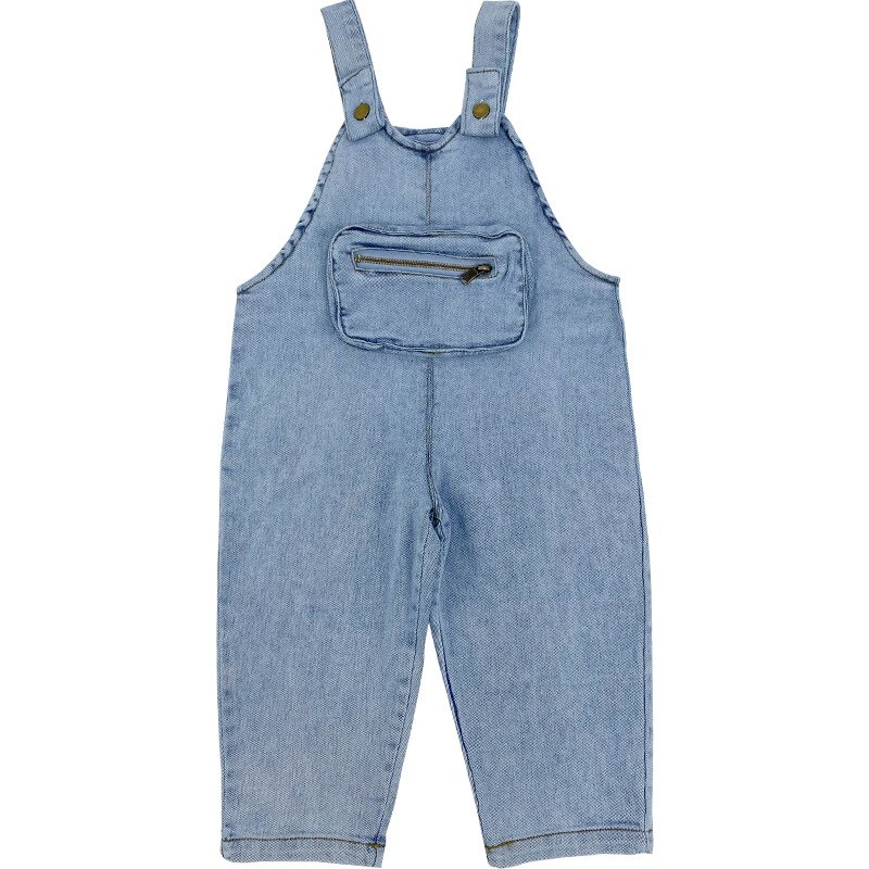 Autumn boys and girls three-dimensional pocket denim overalls 1-6 years children loose casual bib pants