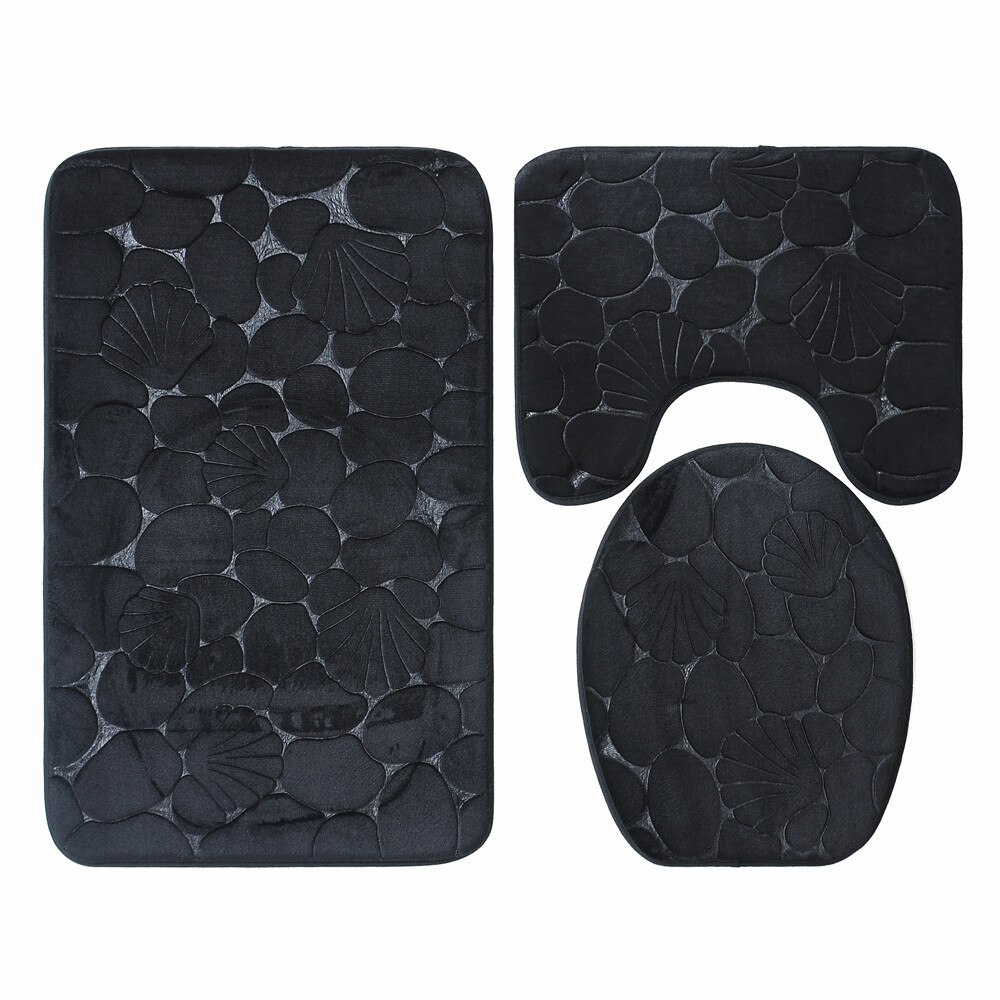 1 set bath mat bathroom set bathroom carpet bathroom rug set Toilet carpet three piece set Anti skid foot pad at cylinder edge: F