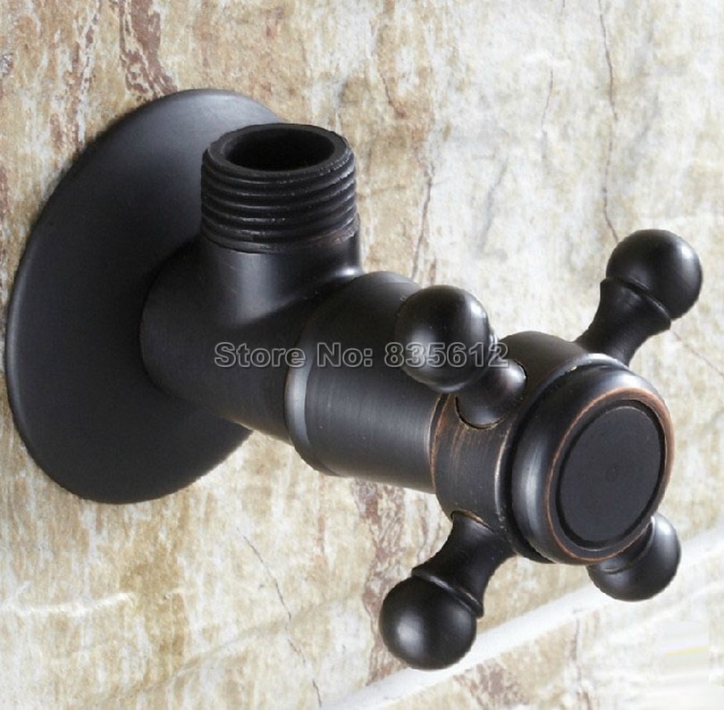 Svart olja gnids brons 1/2 "han  x 1/2 " han mässing badrumsvinkel stoppventil guldfinish fyllningsventiler wav 002