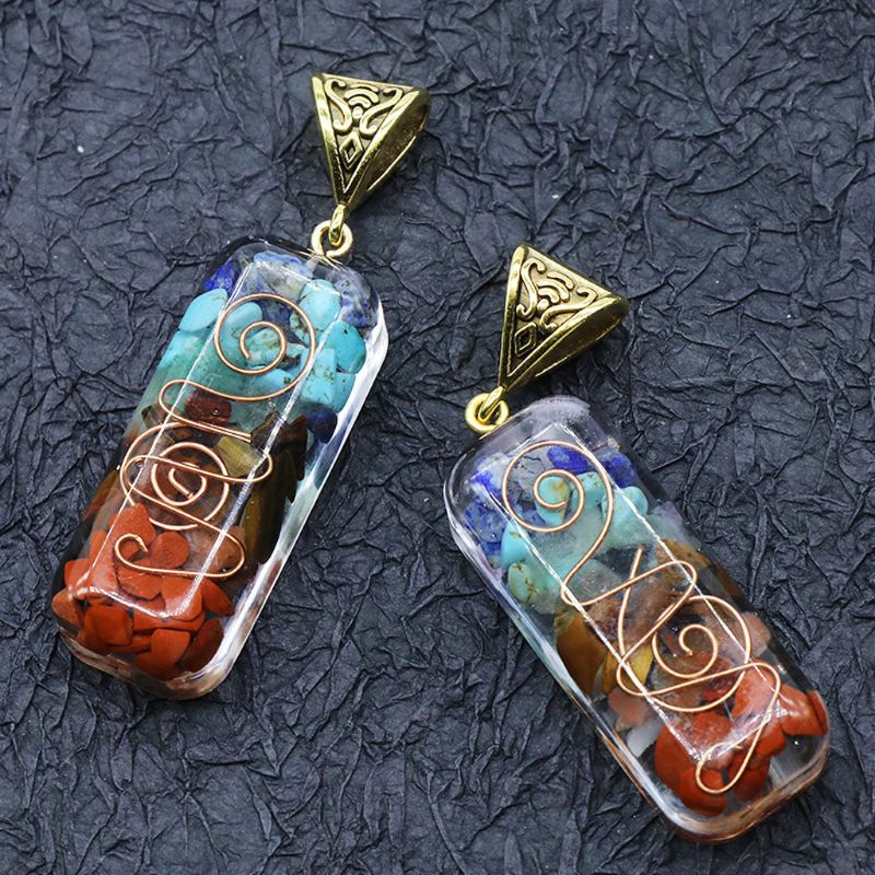 Merkaba 7 Chakra Pietre di Cristallo Orgone Ciondolo Generatore di Energia Accumulatore Orgonite Esagonale Chakra Del Pendente Della Collana Unisex