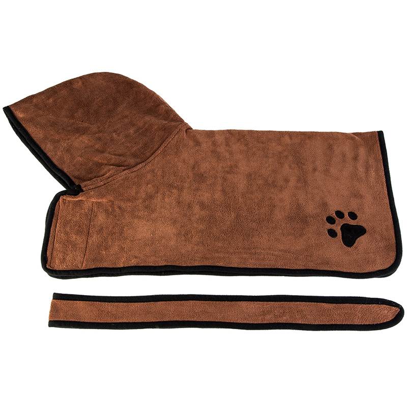 Soft Pet Dog Absorbent Bath Towel Bathrobe Ultra-fine Polyester Fiber Bath Dryer Cat Dog Quick-Drying Jumpsuit Towel: brown / S