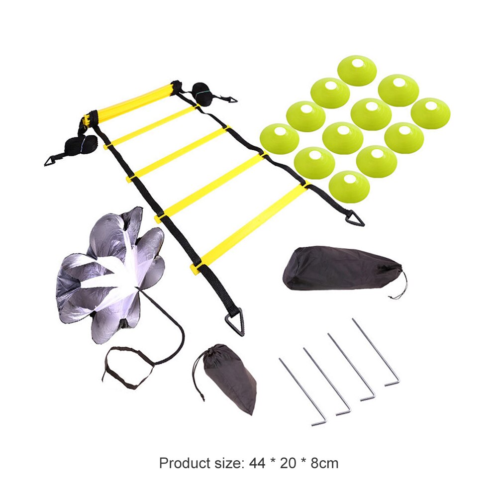 Verstelbare Footwork Voetbal Fitness Speed Rungs Agility Ladder Trainingsapparatuur Kit Met Weerstand Parachute Disc: Green