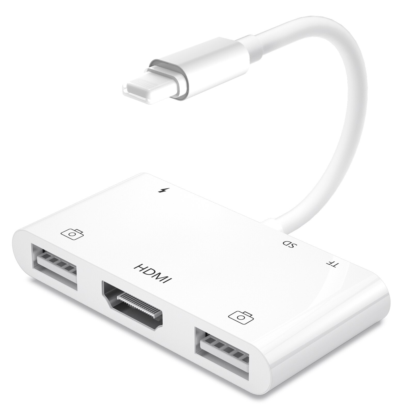 Adaptateur Lightning vers Ethernet RJ45, iPad toUSB/HDMI avec Port de charge, ipad vers Ethernet prend en charge le système Internet/POS 100mbps pour iphone: 6 in 1