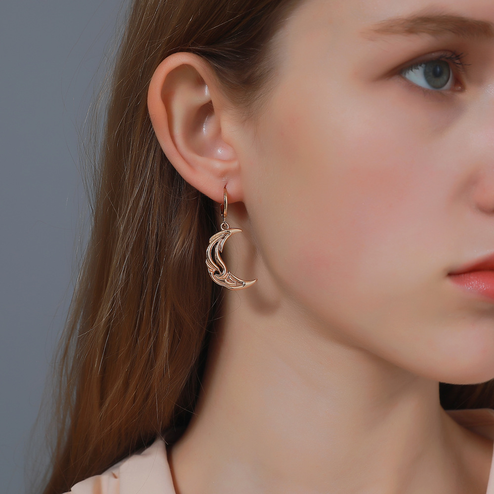 LATS-pendientes colgantes de sol y luna para mujer, aretes asimétricos abstractos de estrella, aretes huecos cortos, joyería de