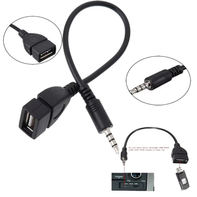 1/10 stks Zwarte Auto AUX Audio Kabel Naar USB Audio Kabel Auto-elektronica voor Muziek afspelen Auto Audio Kabel USB Hoofdtelefoon Converter