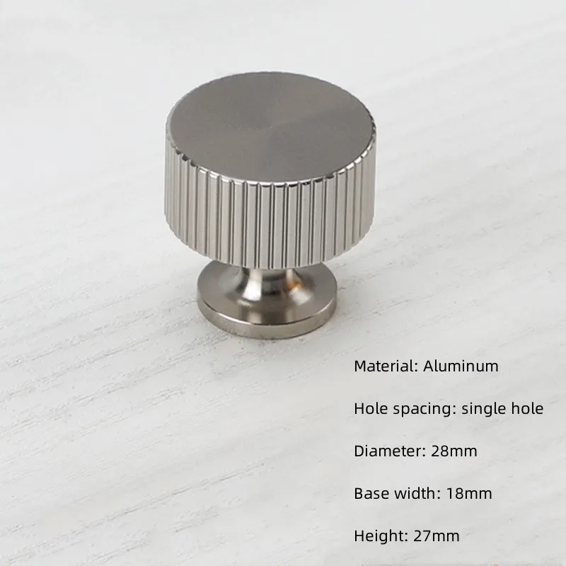 Manija de un solo orificio de aluminio plateado, cajón de armario moderno, perilla redonda, muebles de armario de cocina, manija de puerta pequeña, decoración del hogar