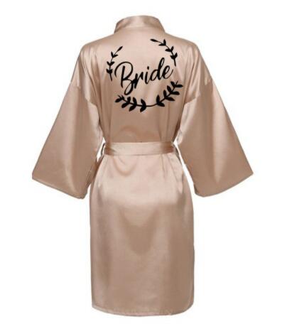 Hochzeit Party Team Braut Kleid mit Schwarz Briefe Kimono Satin- Pyjama Brautjungfer Bademantel SP021