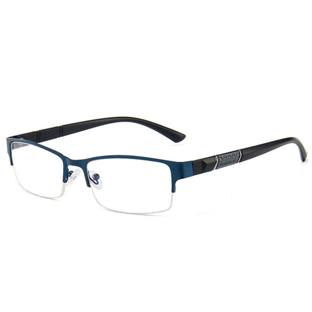 Gafas de lectura con medio marco de Metal, gafas para miopía Unisex 0-0,5 -1 -1,5 -2 -2,5 -3 -4 -5 -6 Gafas con números de grados: Azul / +250