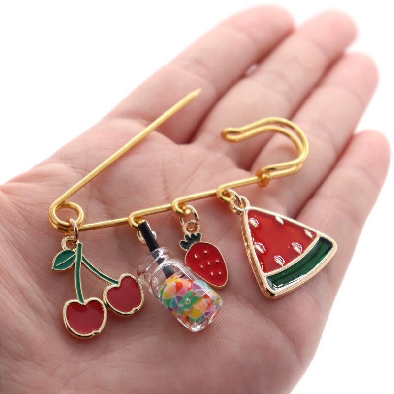 Fruit Broches & Pins Avocado Watermeloen Cherry Aardbei Broche Gesp Pin Vrouwen Veiligheidsspelden Meisje Kinderen Zakken Decoratie Pin