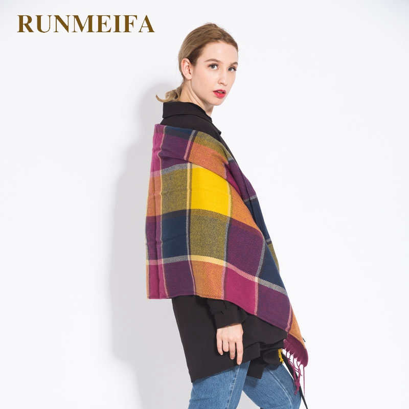Oversized pashmina kwastjes wintersjaal dames geruite deken sjaal acryl wikkels sjaals kasjmier dames foulard femme sjaals