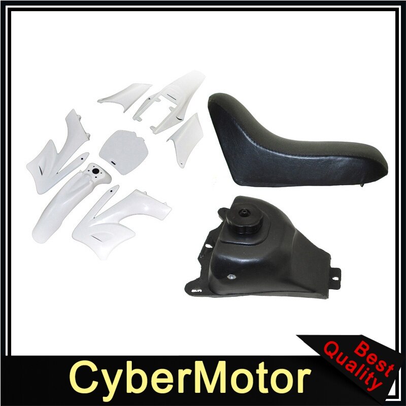 Kits de carenado de guardabarros de plástico + asiento de espuma + tanque de gasolina para China de 2 tiempos 47 49cc Apollo KXD Orion Mini Dirt Bike: White