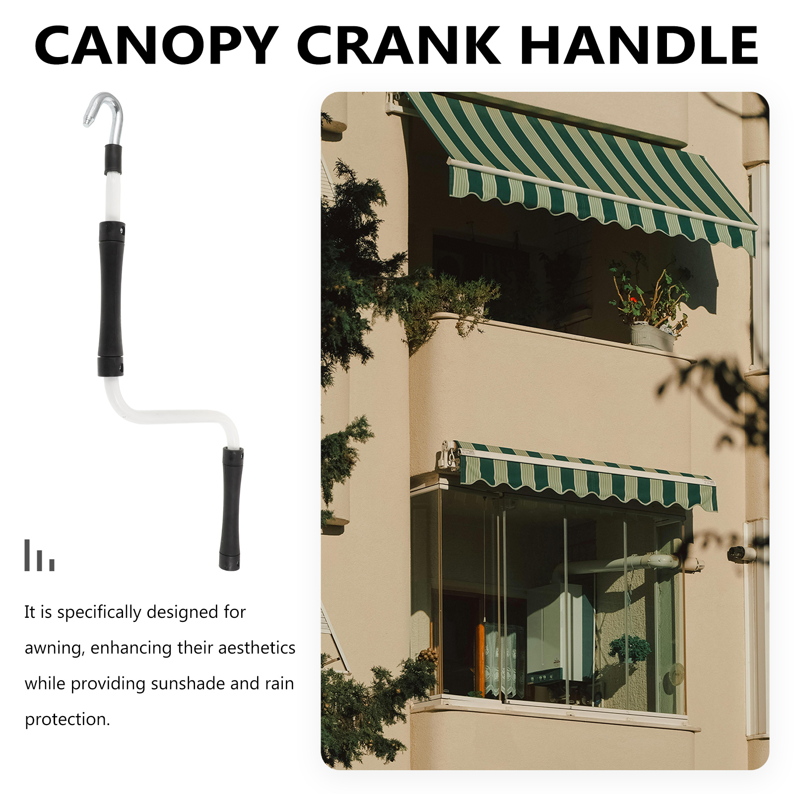 Awning Rotation Shaft Handles Roof Rain Shelter Accessory Crank Tent Canopy Control Metal Retractable Gear