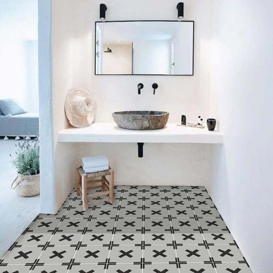 Self-adhesive Tile stickers Tiles for Kitchen Bathroom Back splash - Floor decals Wall Paper Waterproof Peel &amp; Stick 10pcs