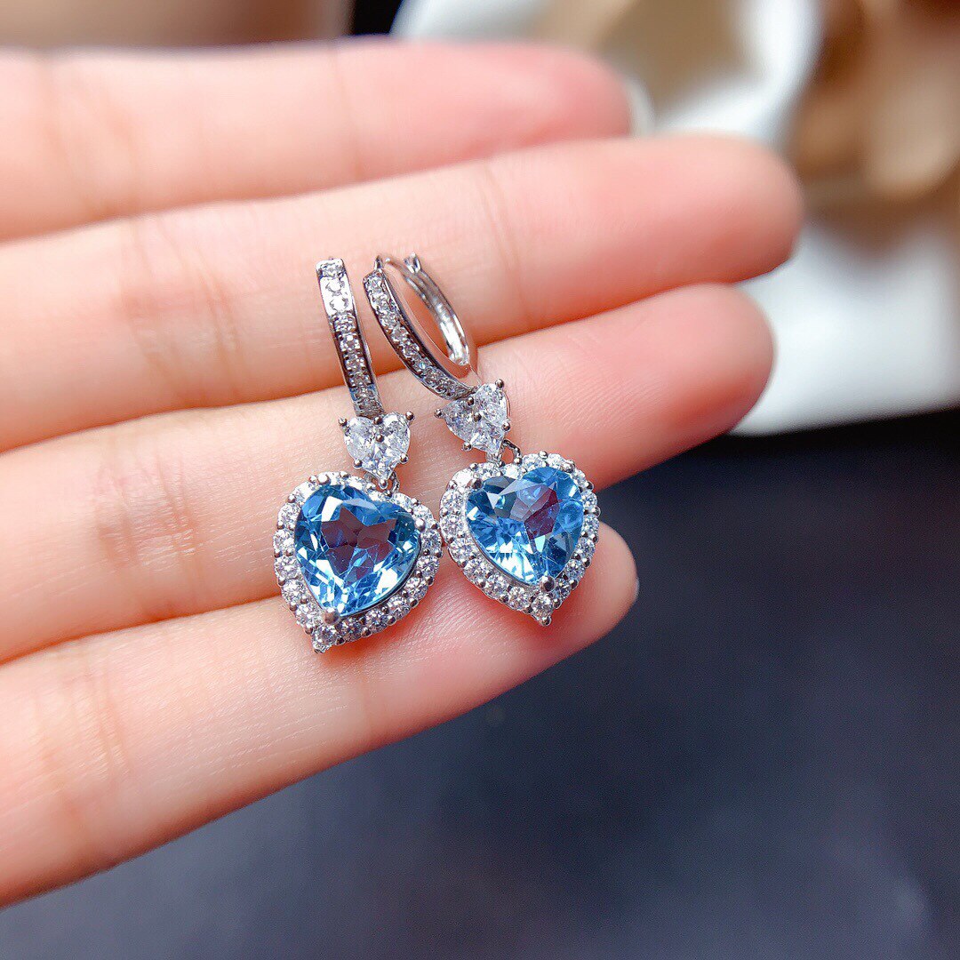 Qtt Stunning Heart Blue Zirconia Sieraden Set Zilver Kleur Ketting Ring Oorbellen Sets Delicate Bruiloft Sieraden Set