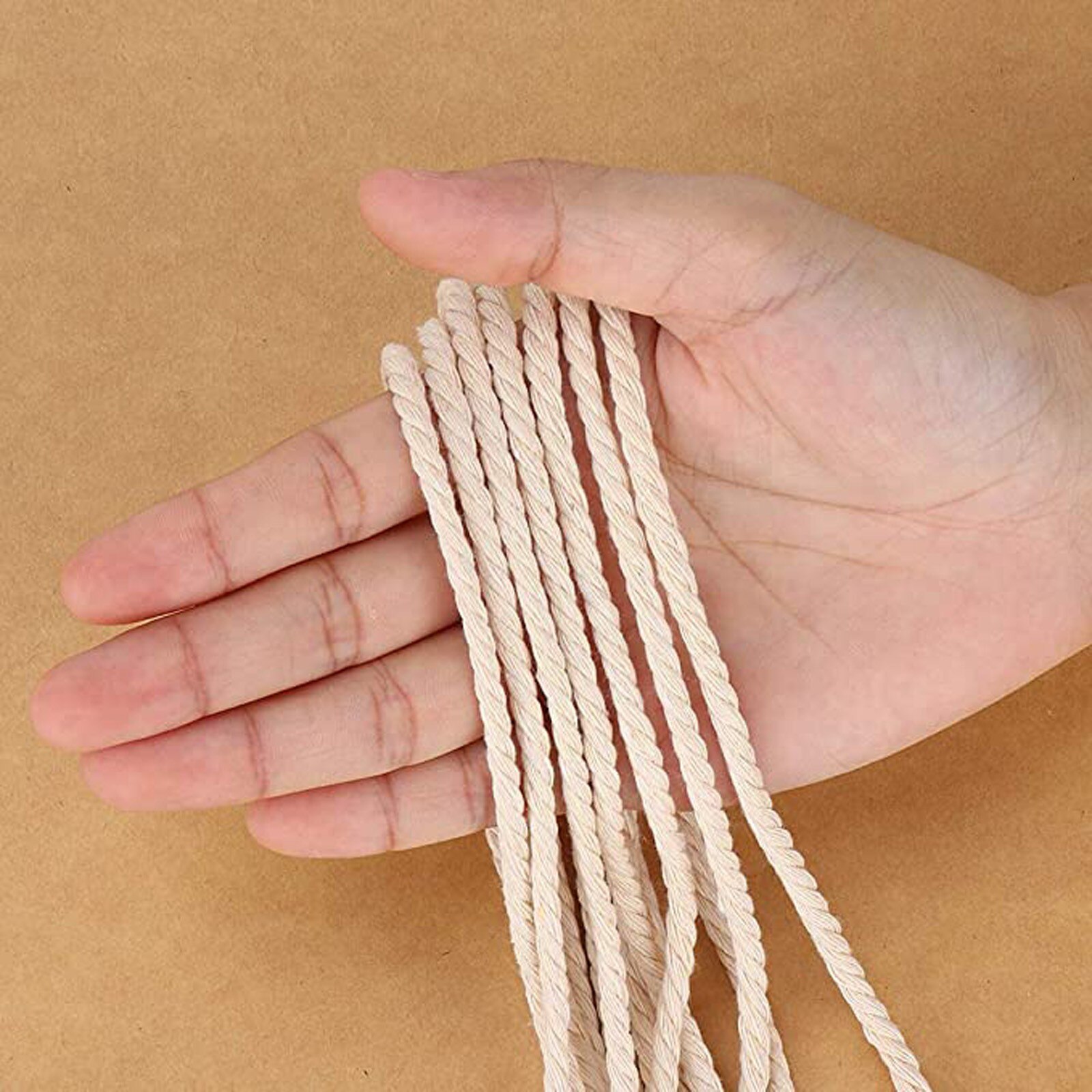 Creatieve Diy Beige Katoenen Touw Strengen Macrame 3 Mm Katoenen Koord Voor Muur Opknoping Plant Hangers Handgemaakte Ambachten