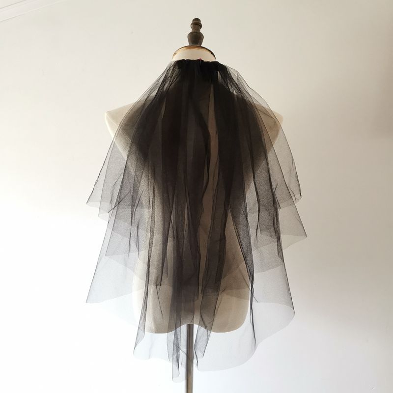 Velo negro De la Novia 2 capas velos De boda con peine Velo corto De Novia accesorios De boda corto