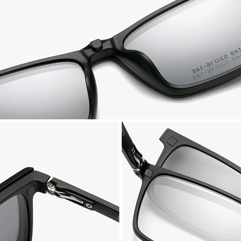 Montura de gafas con Clip magnético para hombre y mujer, lentes ópticas graduadas, montura para miopía, Clip magnético polarizado, UV400