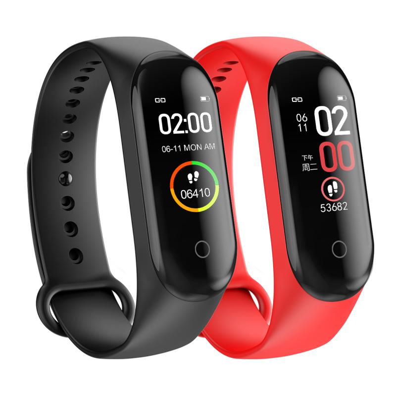 M4 Smart Sports Bracelet Fitness Tracker Health Heart Rate Blood Pressure Monitoring IP67 Waterproof Bluetooth Pedometer Watch