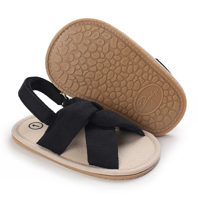 Breathable Summer Baby Girls Sandals, Toddlers Simple Style Solid Color Casual Soft Sole Shoes Newborn First Walkers 0-18M: Black / 7-12 Months