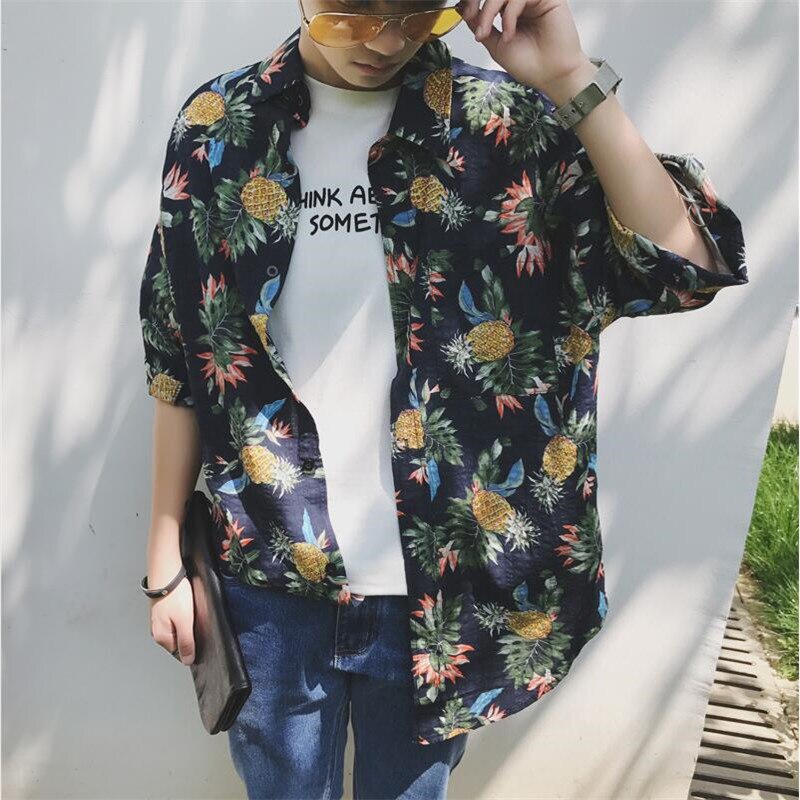 S -5xl hawaiiaans overhemd katoenen hawaiiaans overhemd heren zomer bedrukte bloemen strand overhemden heren plus maat  a5496