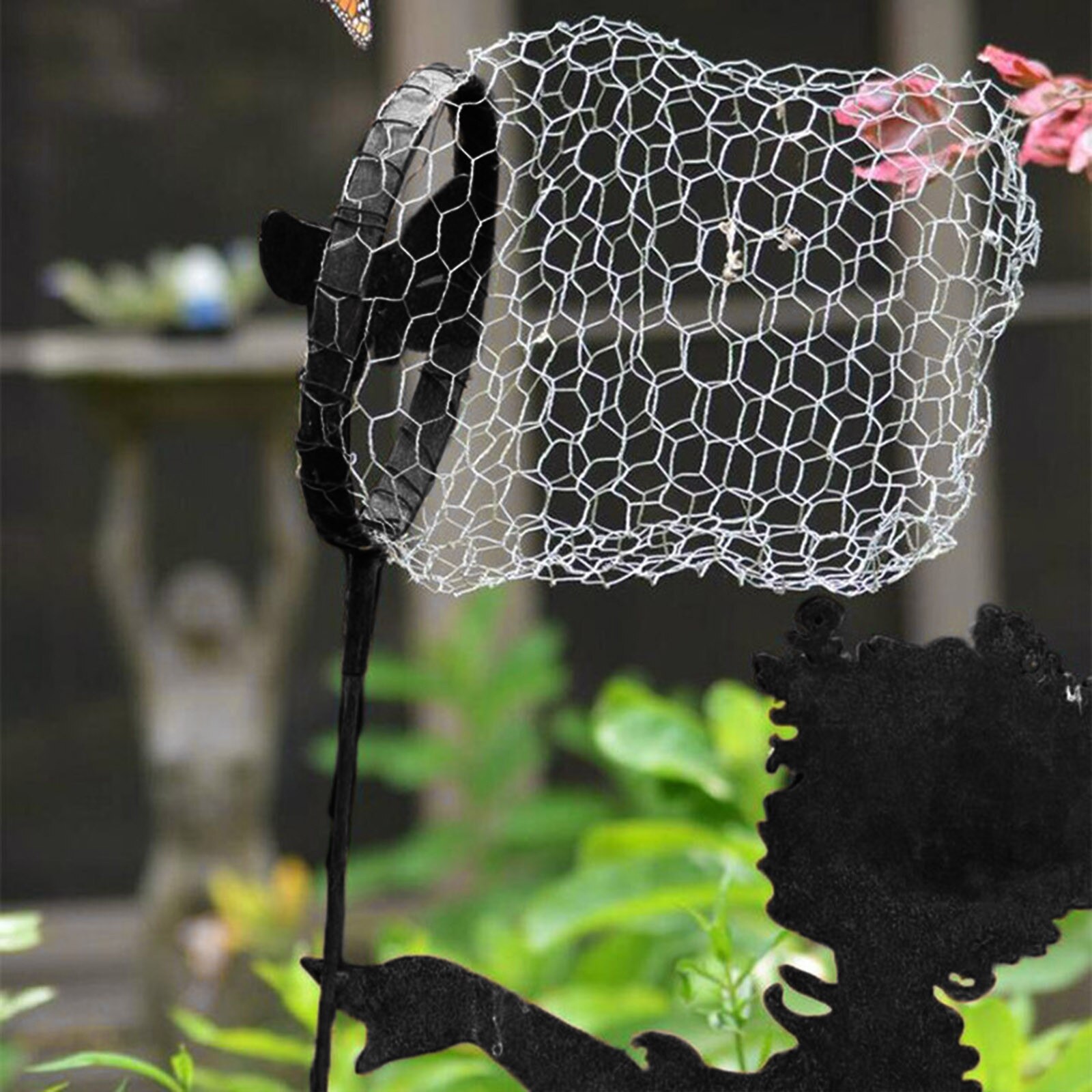 Butterfly Girl Vintage Metal Silhouette Sculpture Grandado