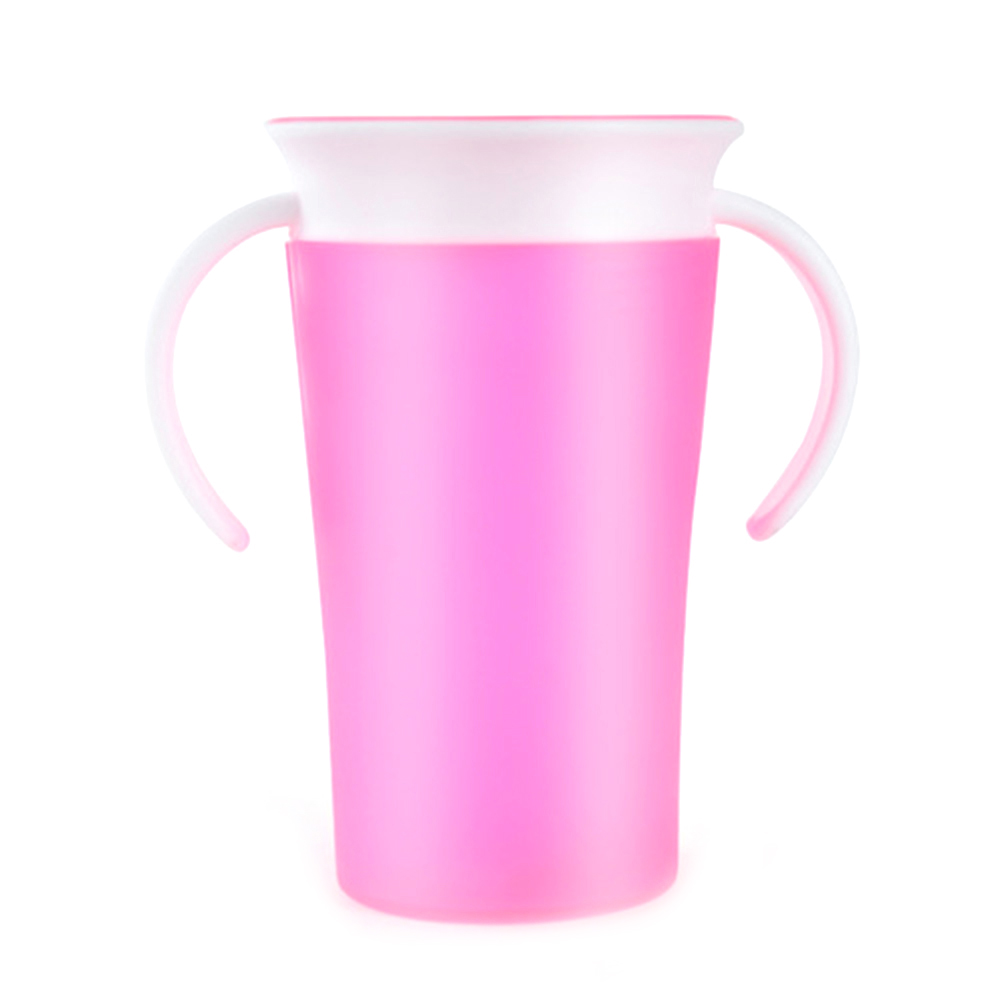 Tasse à boire pour l'apprentissage des bébés | À 360 degrés avec Double poignée anti-fuites pour nourrissons, gobelets d'eau, tasse magique d'entraînement pour bébé: Pink with handle