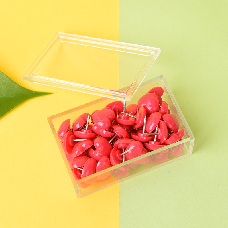 50 Stuks Hart Push Pins Creatieve Hart-Vormige Punaise Leuke Roze/Rood Push Pins Punaise School Accessoires Kantoor levert: Red