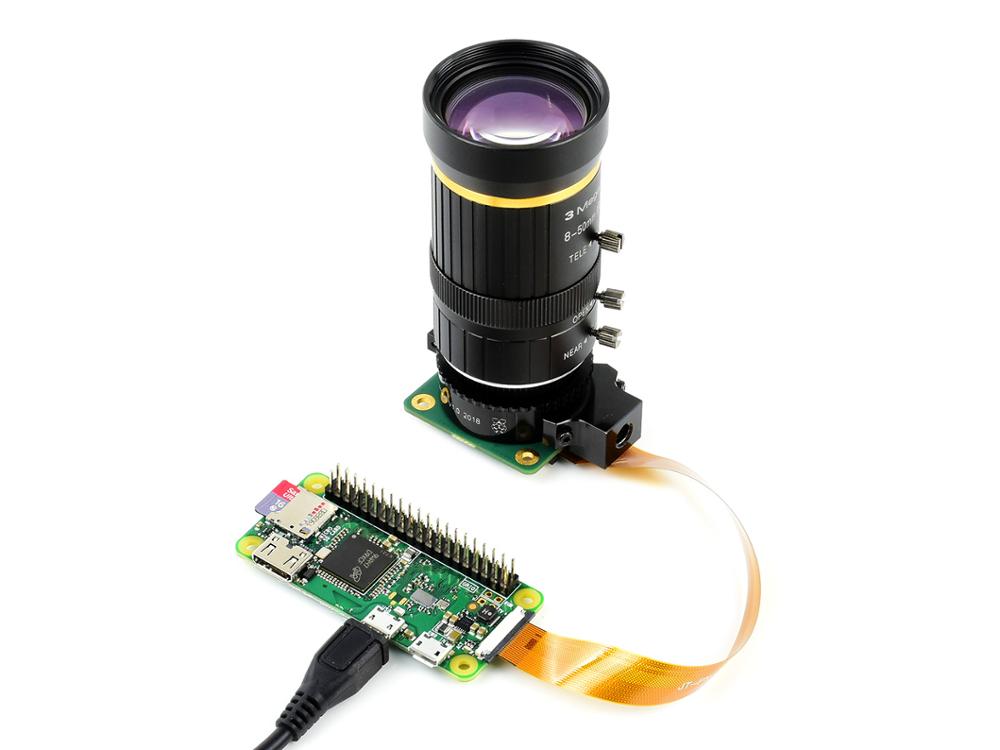 Industrial Zoom Lens, 8-50mm Adjustable Focal Length, Adjustable Angle Of View, C-Mount, Compatible With Raspberry Pi Hi