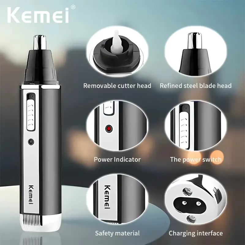 Kemei -6630 neushaartrimmer voor neus- en oorreiniging, oplaadbare neustrimmer, baardtrimmer voor mannen, scheerapparaat, wenkbrauwverzorgingsset