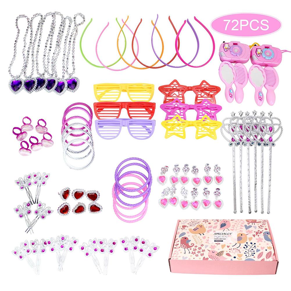 72 Teile/satz Prinzessin vorgeben Schmuck Halskette Gebühr Zauberstab Mädchen Kleid hoch Spielen Spielzeug