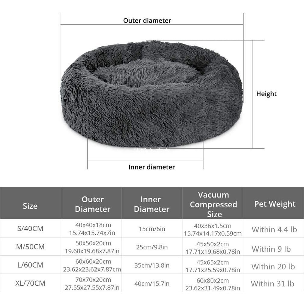 Pet Nest Bed Cats And Dogs Round Plush Material Winter Practical Pet Mats Suitable For Small And Medium Pets