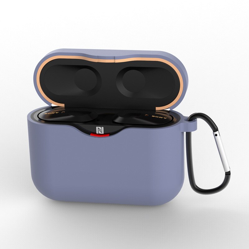 Trådlös bluetooth headsetbox anti-skyddande skal lämplig för sony wf -1000 xm 3 headsettillbehör med krok: Lavendelgrå