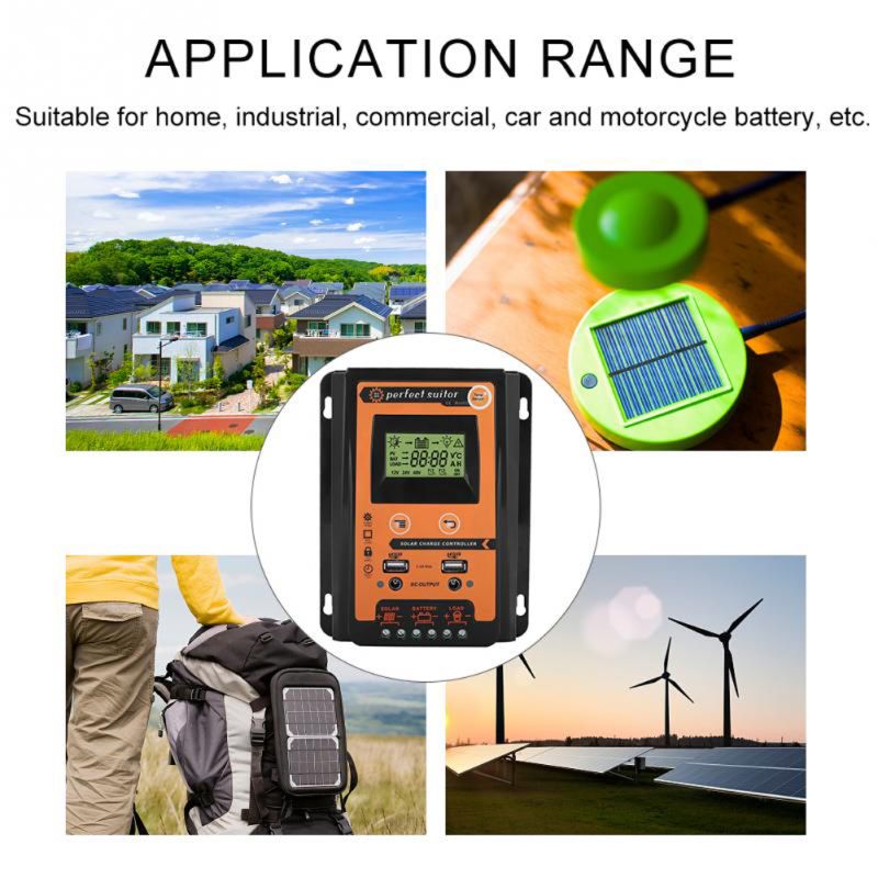 Laadregelaar 12V 24V 30A 50A 70A Mppt Solar Laadregelaar Zonnepaneel Battery Regulator Dual Usb Lcd display