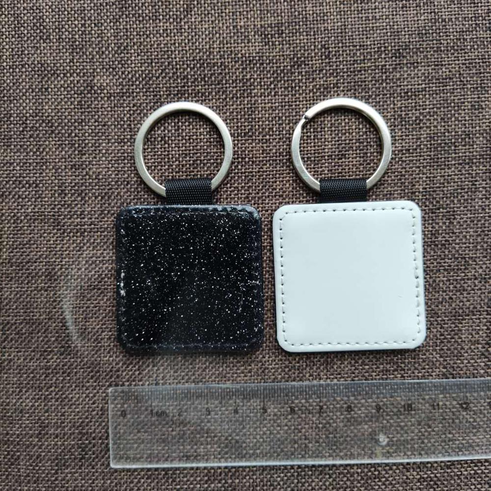 Gratis Shipping10pcs Leeg Sublimatie Bling Lederen Hanger Tags Sleutelhangers Diy Afdrukken Sublimatie Inkt Transfer Papier Afdrukken: Black Square