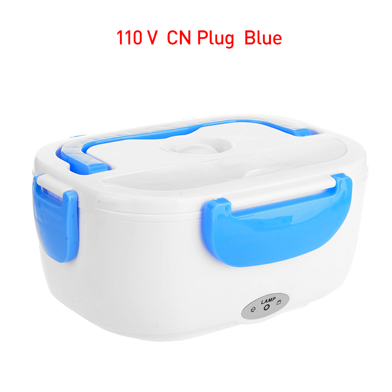 220V/110V Lunch Box Food Container Portable Electric Heating Food Warmer Heater Rice Container Dinnerware Sets for Home: 110V Blue